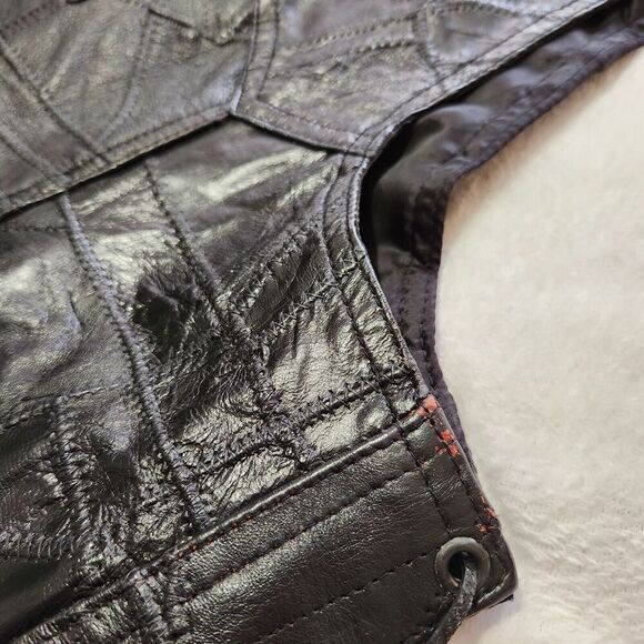 Genuine Leather Motorcycle Vest For Men Size Medium Black Buffallow Leather A3 - Picture 12 of 12